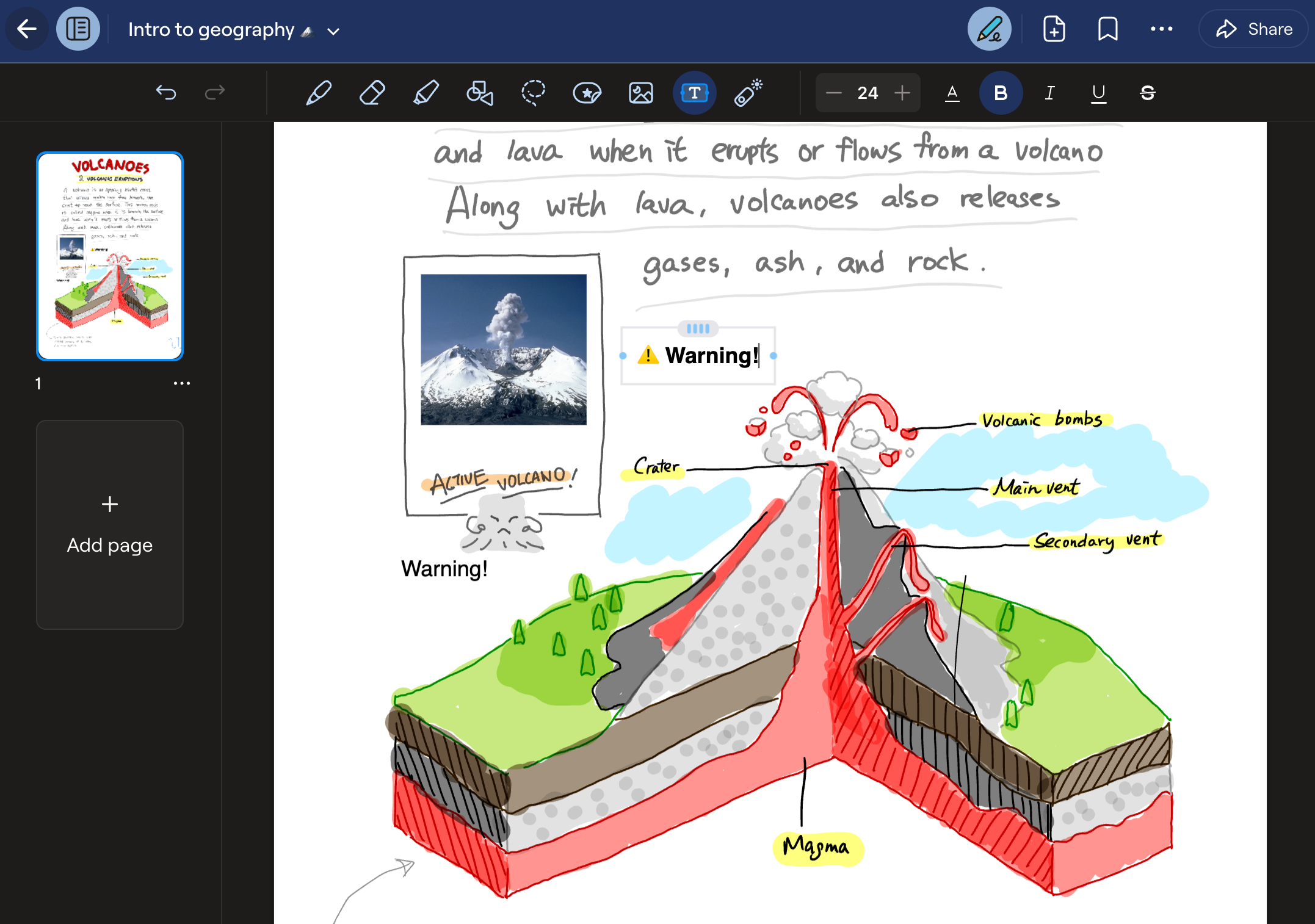 L&#39;editor di testo Goodnotes.