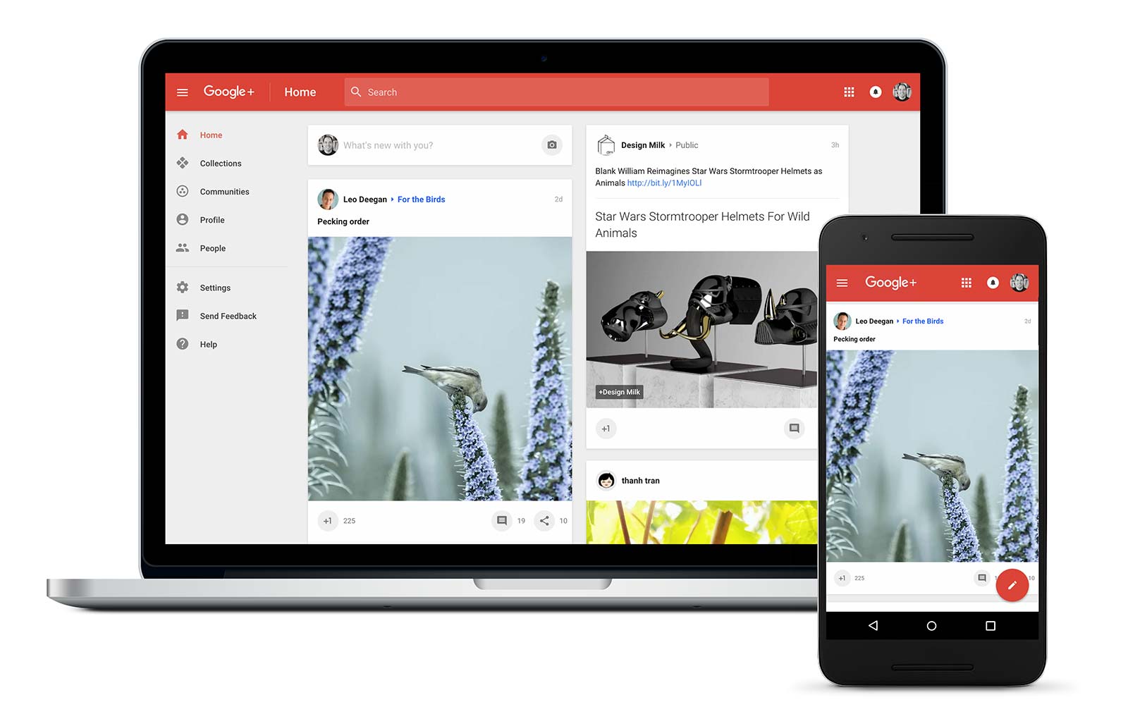 El sitio adaptable de Google+ terminado.