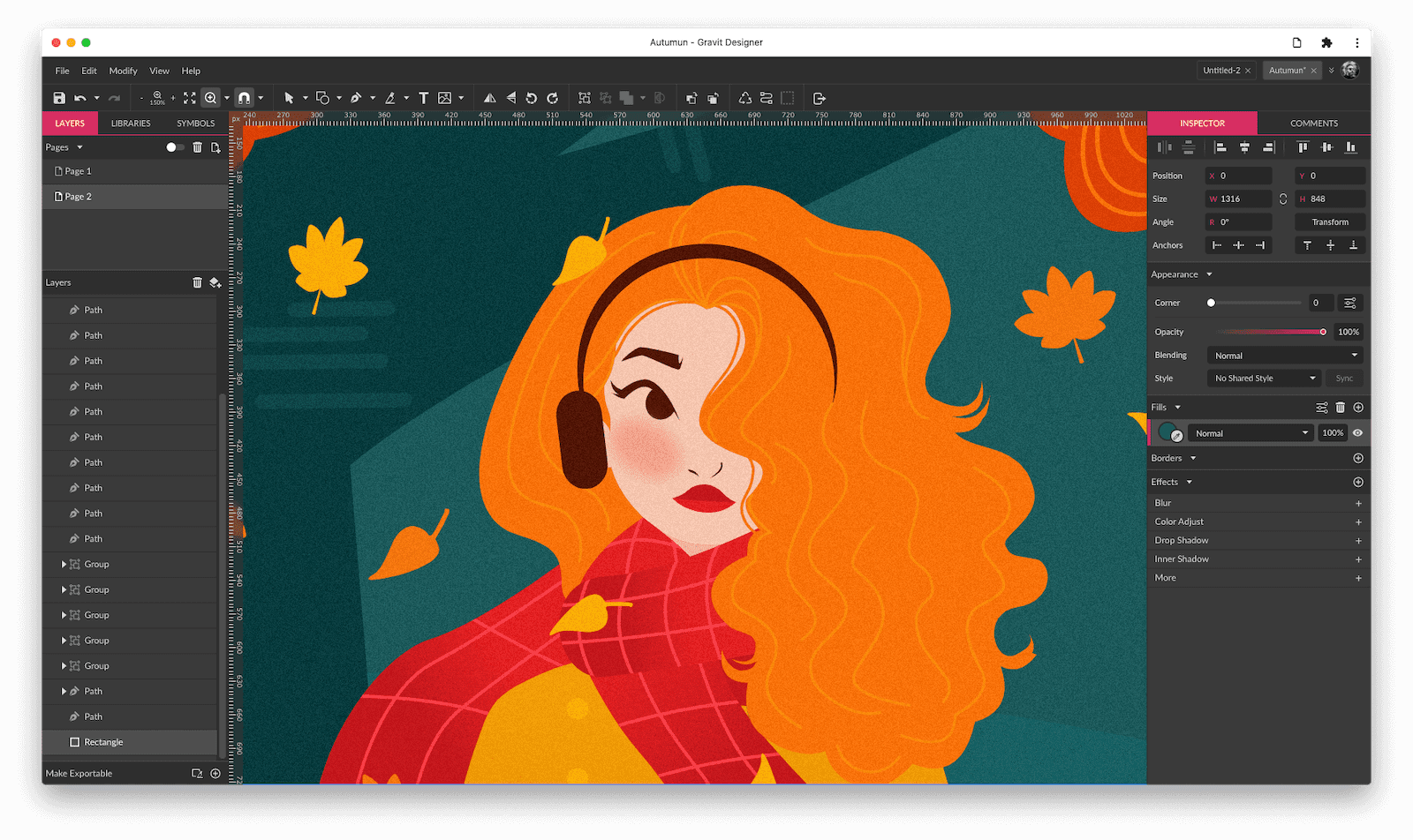 Una captura de pantalla de Gravit Designer.