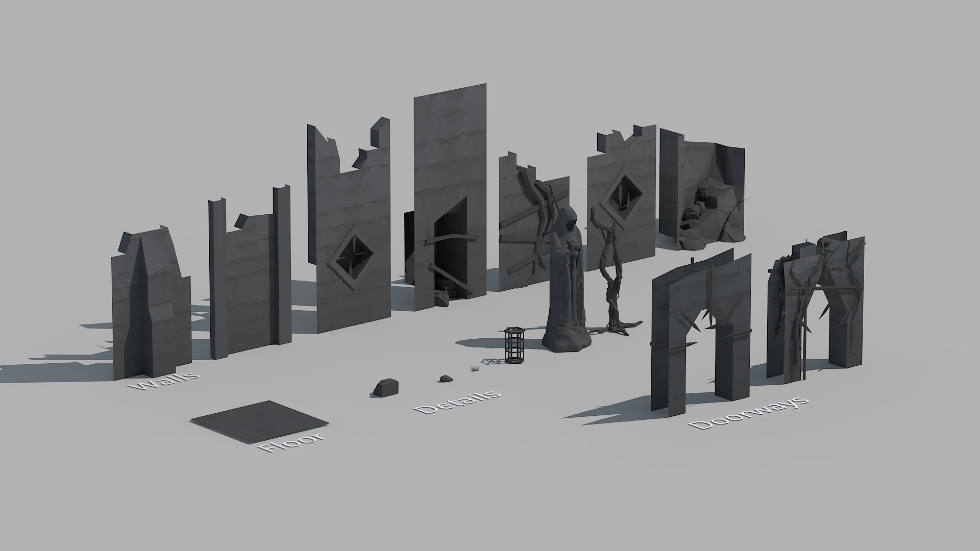 3D-Objektbausteine, die im Labyrinth von Dol Guldur verwendet werden.