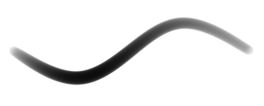 중앙에 더 많은 압력이 적용된 선명하지 않은 브러시 획