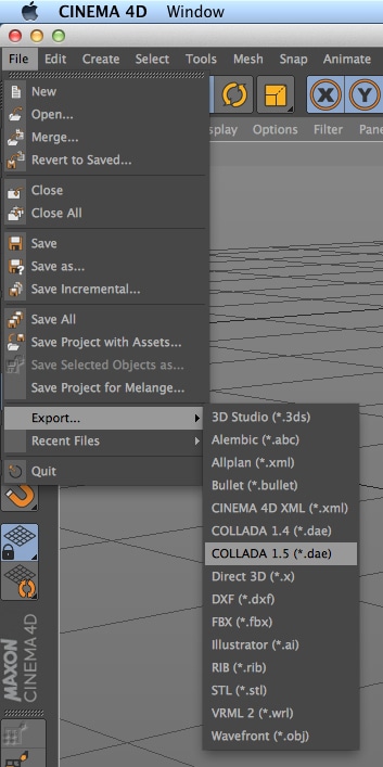 Export your mesh as a COLLADA 1.5 .dae file.