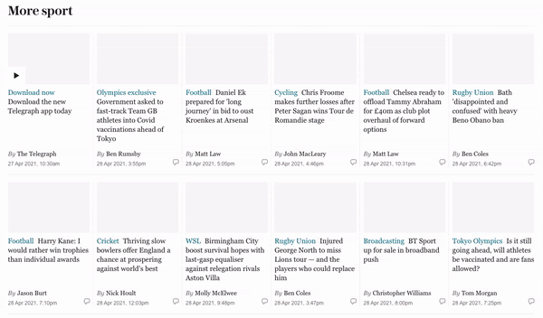 Animasi pemuatan kartu pratinjau artikel.