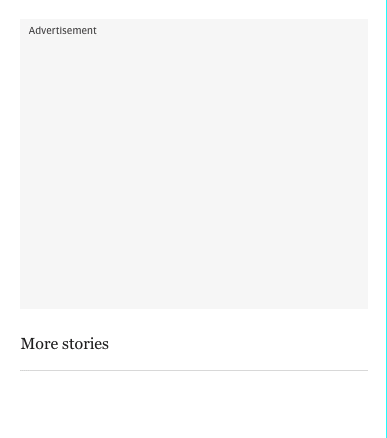 Animacja strony internetowej Telegraph. Nad listą artykułów znajduje się prostokątny obiekt zastępczy reklamy. Reklama wczytuje się zamiast zastępczego obrazu bez zmiany układu.