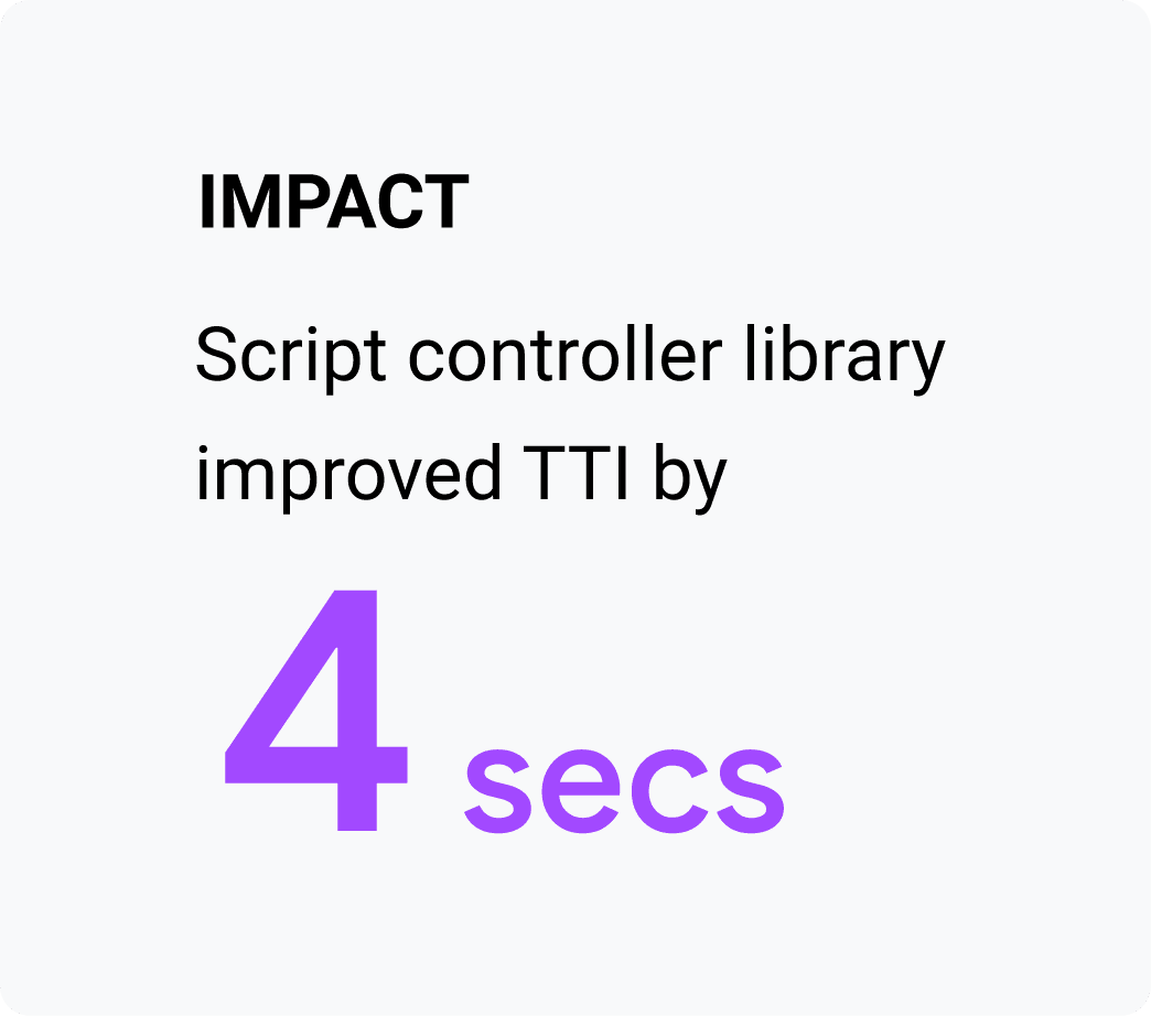 La biblioteca de controladores de secuencias de comandos mejoró el TTI en 4 segundos