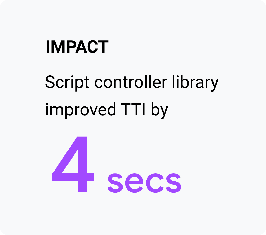 ไลบรารีตัวควบคุมสคริปต์ปรับปรุง TTI ได้เพิ่มขึ้น 4 วินาที