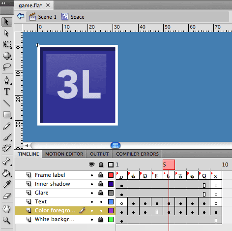 Flash 中的三字母空格。