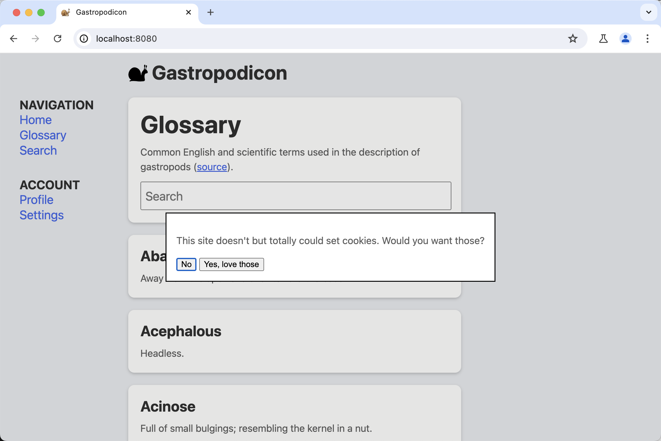 لقطة شاشة لصفحة العرض التوضيحي Gastropodicon