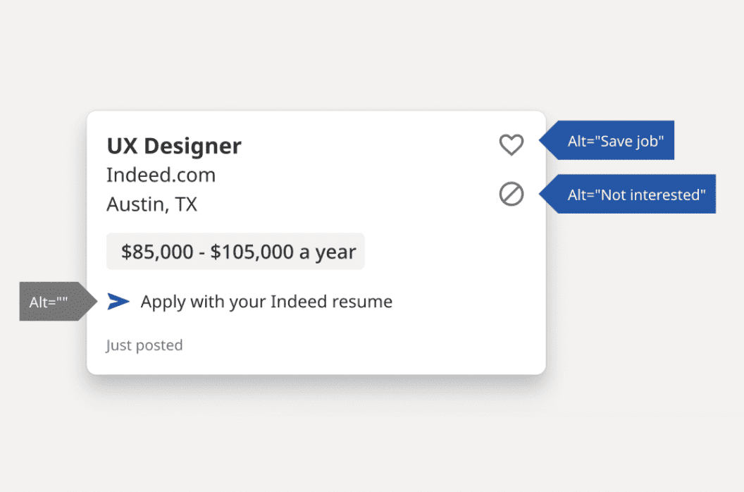 Illustration de trois icônes différentes utilisées sur une carte d&#39;offre d&#39;emploi.