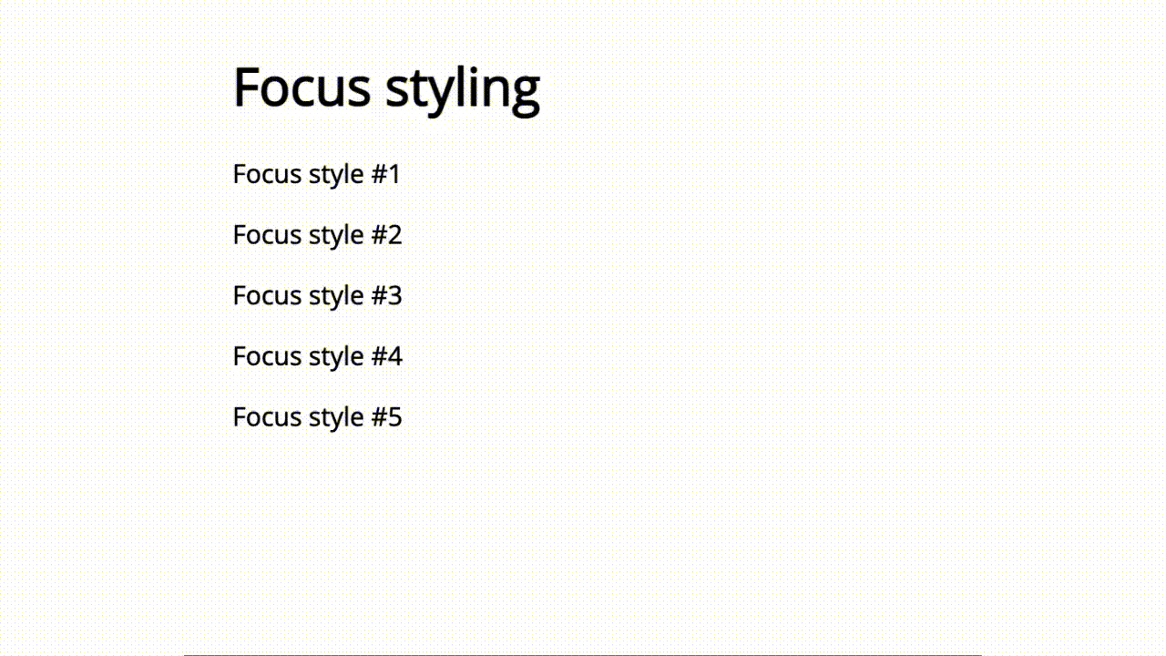 Estilo de enfoque como se muestra en CSS