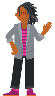 一个戴着眼镜的人在挥手。