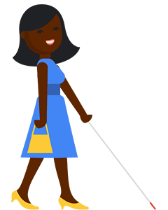 A woman using a white cane.
