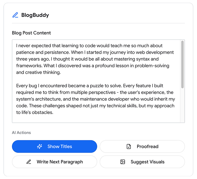 BlogBuddy 的編輯器，內含個人文章。