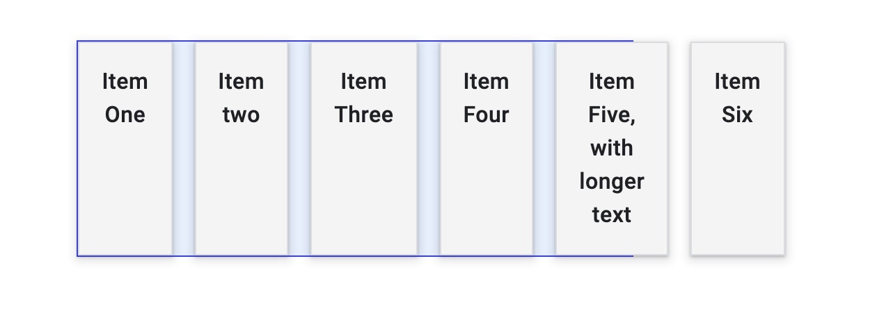 A flex container with nine items inside it, the items have shrunk down so one word is on a line
but there is not enough room to show them side by side so the flex items have extended outside the
box of the container.