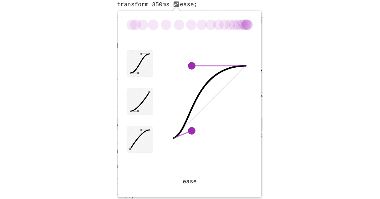Chrome DevTools visual transition timing editor.