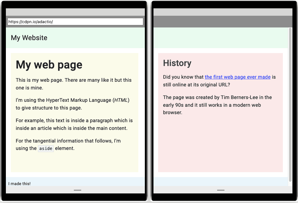 O layout é dividido uniformemente em duas telas sem interrupção visível.