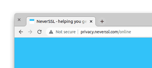 Chrome desktop URL warning 'Not Secure'.