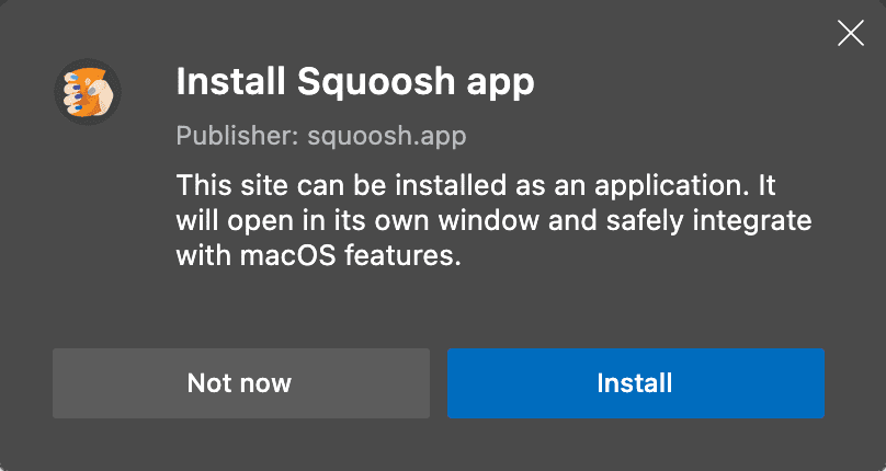 Microsoft Edge のインストールを求めるプロンプト。