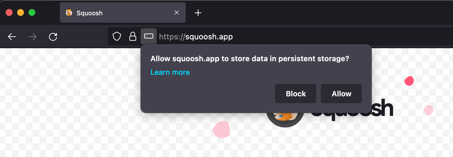 Mozilla Firefox ขอสิทธิ์ความคงทนของพื้นที่เก็บข้อมูลจากผู้ใช้