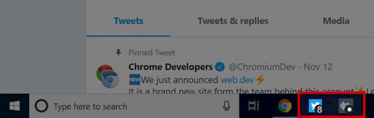 含有八則通知的 Twitter 訊息,以及另一個顯示旗標類型徽章的應用程式範例。