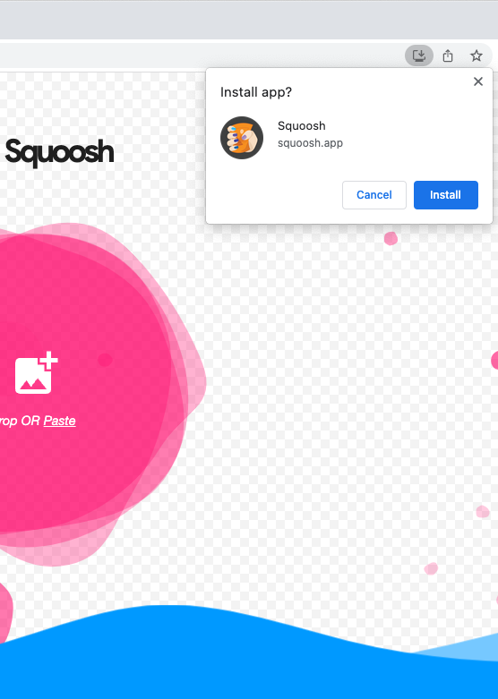 데스크톱의 브라우저 기본 설치 대화상자입니다.